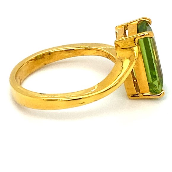 Peridot 3.50ct Solid 18K Yellow Gold Ring - Picture 3 of 7